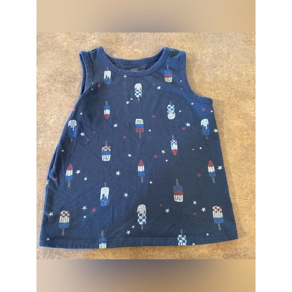 🇺🇸4th of July Navy Tank Top with Red, White & Blue Popsicle Pattern Boys 5T🇺🇸